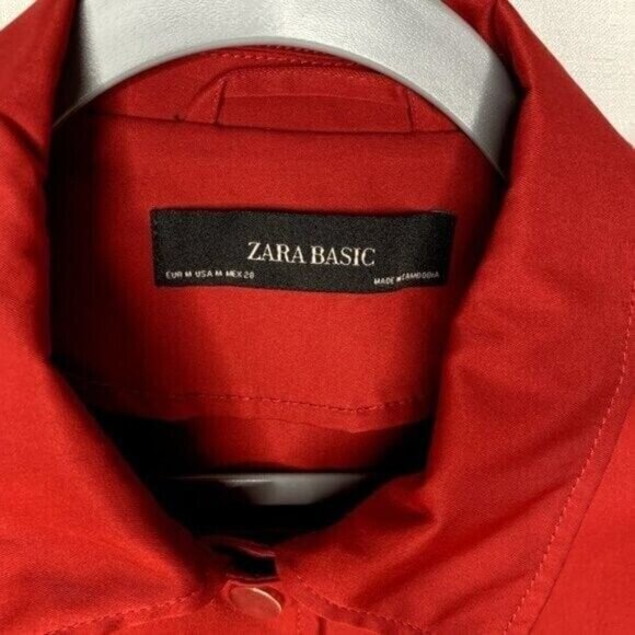 Zara Basic Red Zafari Jacket with Belt Size Medium Pre-owned - Picture 4 of 9